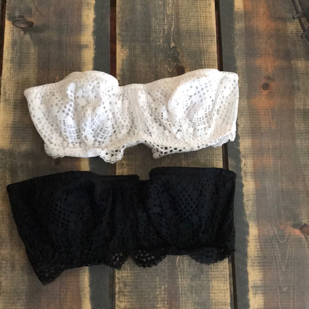 Victoria Secret Strapless lace bras, set of 2.